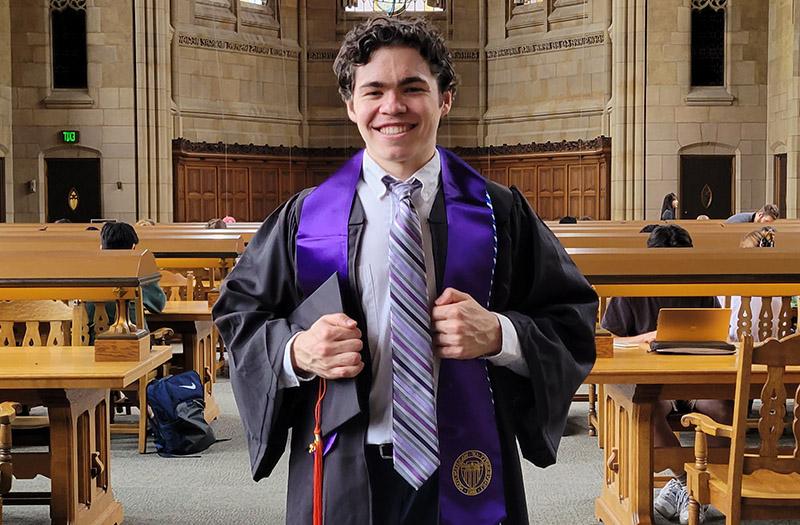 RARE Scholars program alum Scott Cavanagh in graduation cap and gown